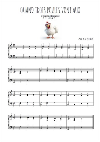 Téléchargez l'arrangement pour piano de la partition de Quand trois poules vont aux champs en PDF